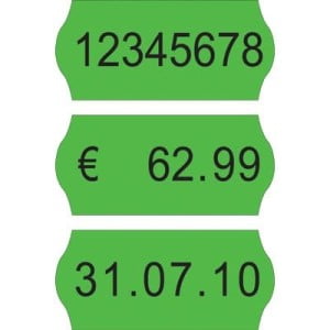 Rotoli etichette adesive per prezzatrici verde fluo onda 26x12mm
